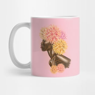 Pretty young girl with flowers in hair. Mug